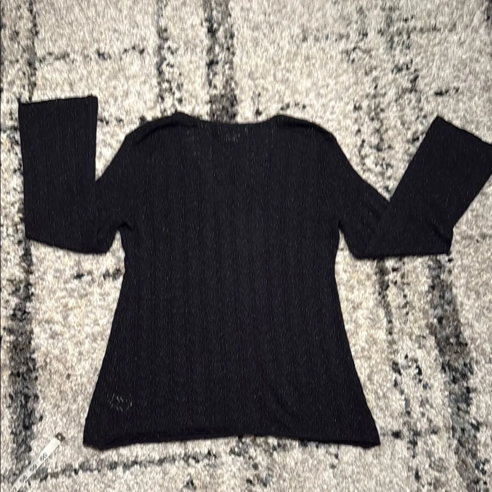 Michael Kors Black Textured V-Neck Top